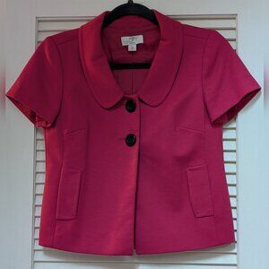 Ann Taylor LOFT Petites Collared Cropped Magenta Jacket w/ Pockets | Size 0P